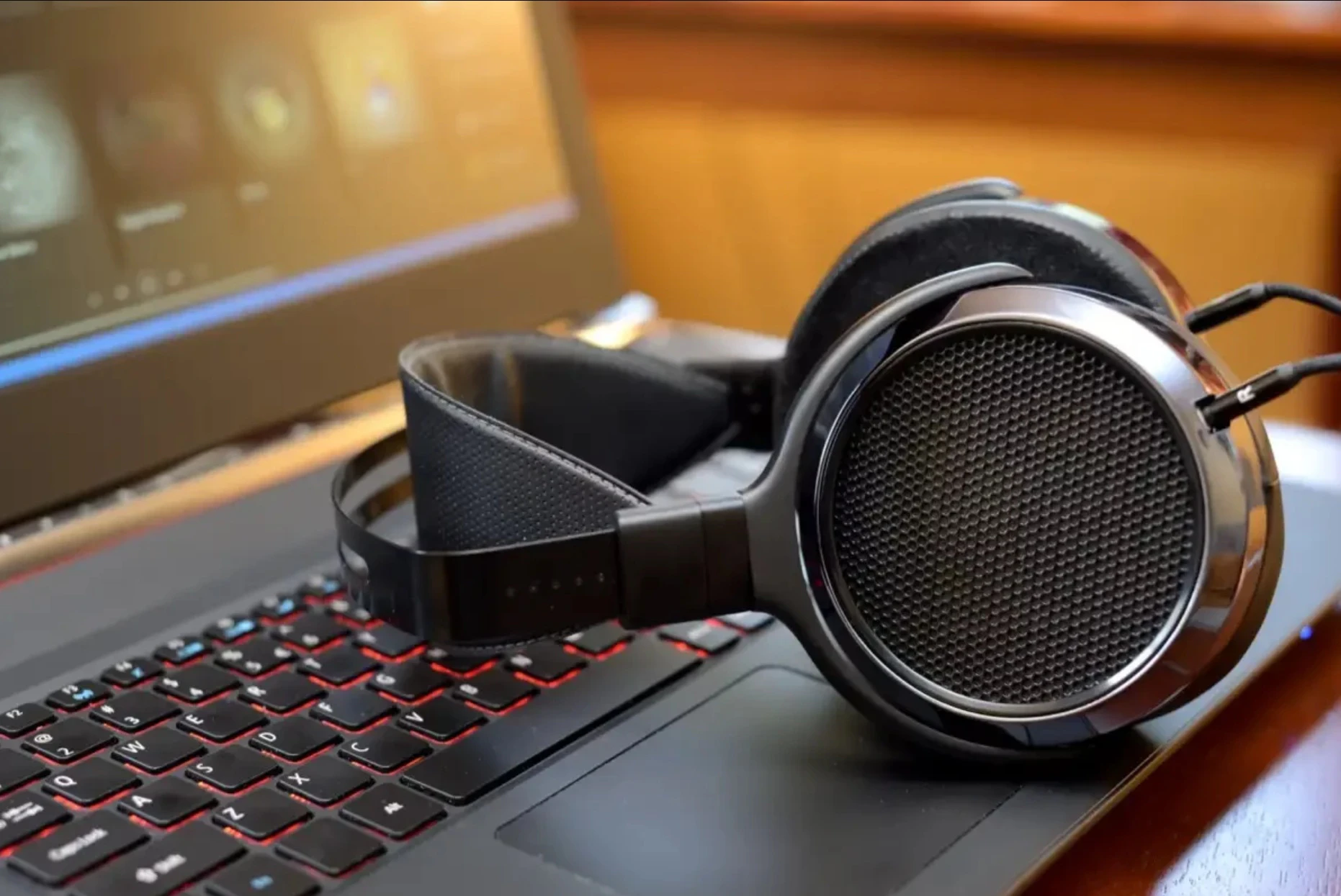 Headphones on a laptop