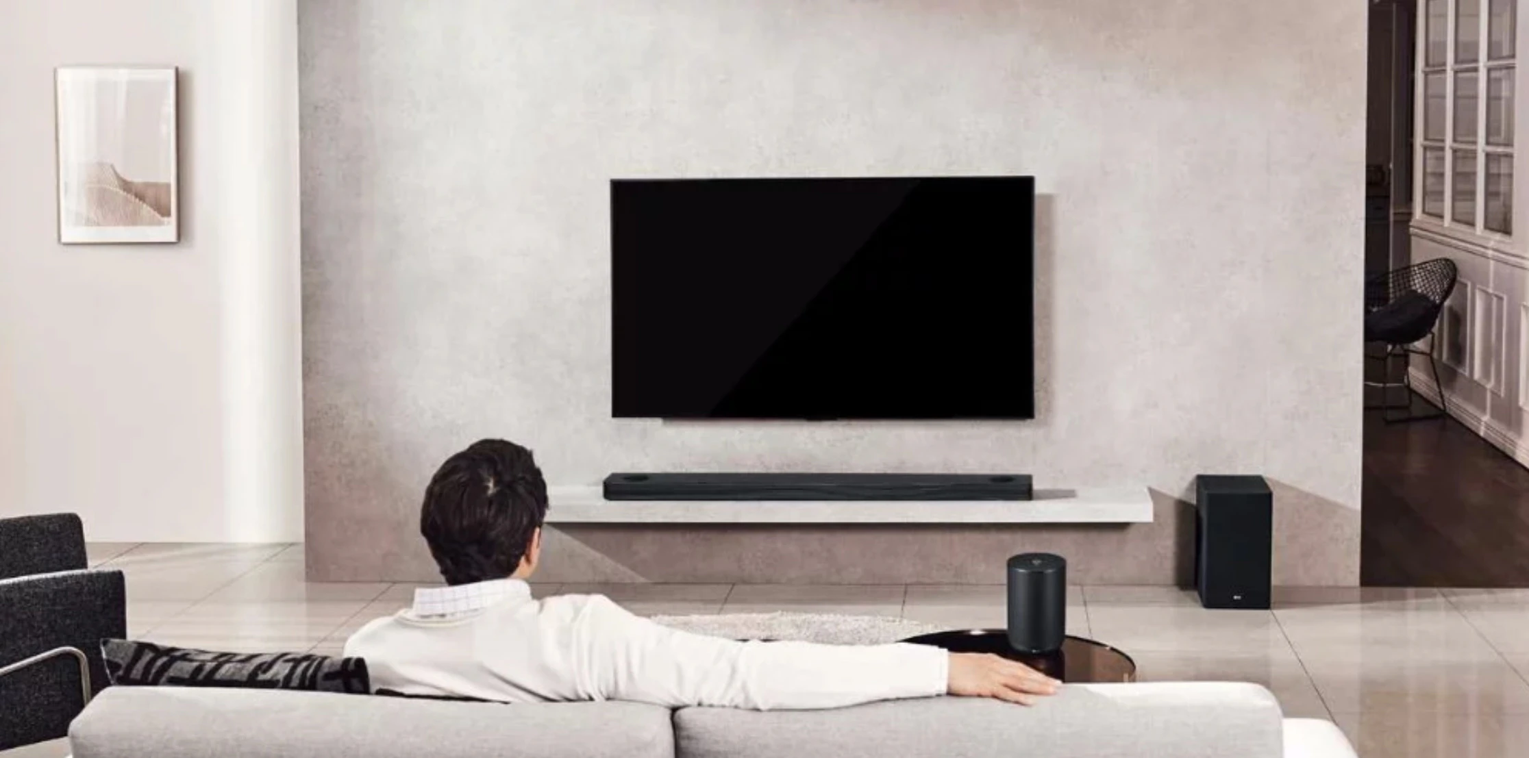soundbar in a cabinet